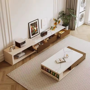 Muebles <span class=keywords><strong>de</strong></span> Salón Modernos y Sencillos, Mueble para <span class=keywords><strong>TV</strong></span> <span class=keywords><strong>de</strong></span> Madera, Juego <span class=keywords><strong>de</strong></span> Mesa <span class=keywords><strong>de</strong></span> Centro y Mueble para <span class=keywords><strong>TV</strong></span> con Superficie <span class=keywords><strong>de</strong></span> Piedra - Product Image 2