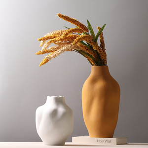 Nordico semplice vaso in ceramica ornamenti decorazione floreale <span class=keywords><strong>giallo</strong></span> bianco e nero artigianato creativo vaso in ceramica - Product Image 4