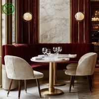 Vente directe d'usine - Mobilier de restaurant en velours rouge - Tables et chaises avec structure métallique et plateau en marbre - Banquettes pour hôtel