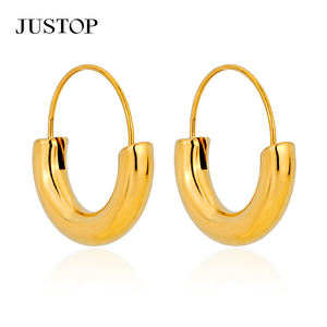 JUSTOP - Aros de Acero Inoxidable Hipoalergénicos con Baño de Oro de 18K, Resistentes al Agua, Diseño Moderno, Personalizables OEM, CN/GUA - Product Image 6