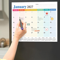 Calendrier magnétique créatif pour réfrigérateur, version anglaise, 2026 à 2027, avec horloge, planificateur sur 18 mois