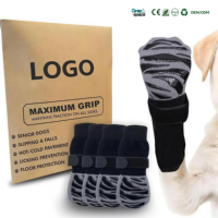 Nouvelles chaussettes antidérapantes rayées pour chien, imperméables et respirantes en coton, avec semelle en caoutchouc imprimé, pour grands chiens, été