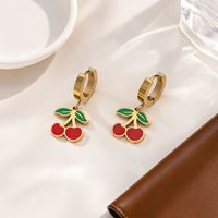 Mode-Emaille Kersen RVS Kettingset voor Vrouwen, Zoete Ins Stijl High-End Sleutelbeenketting