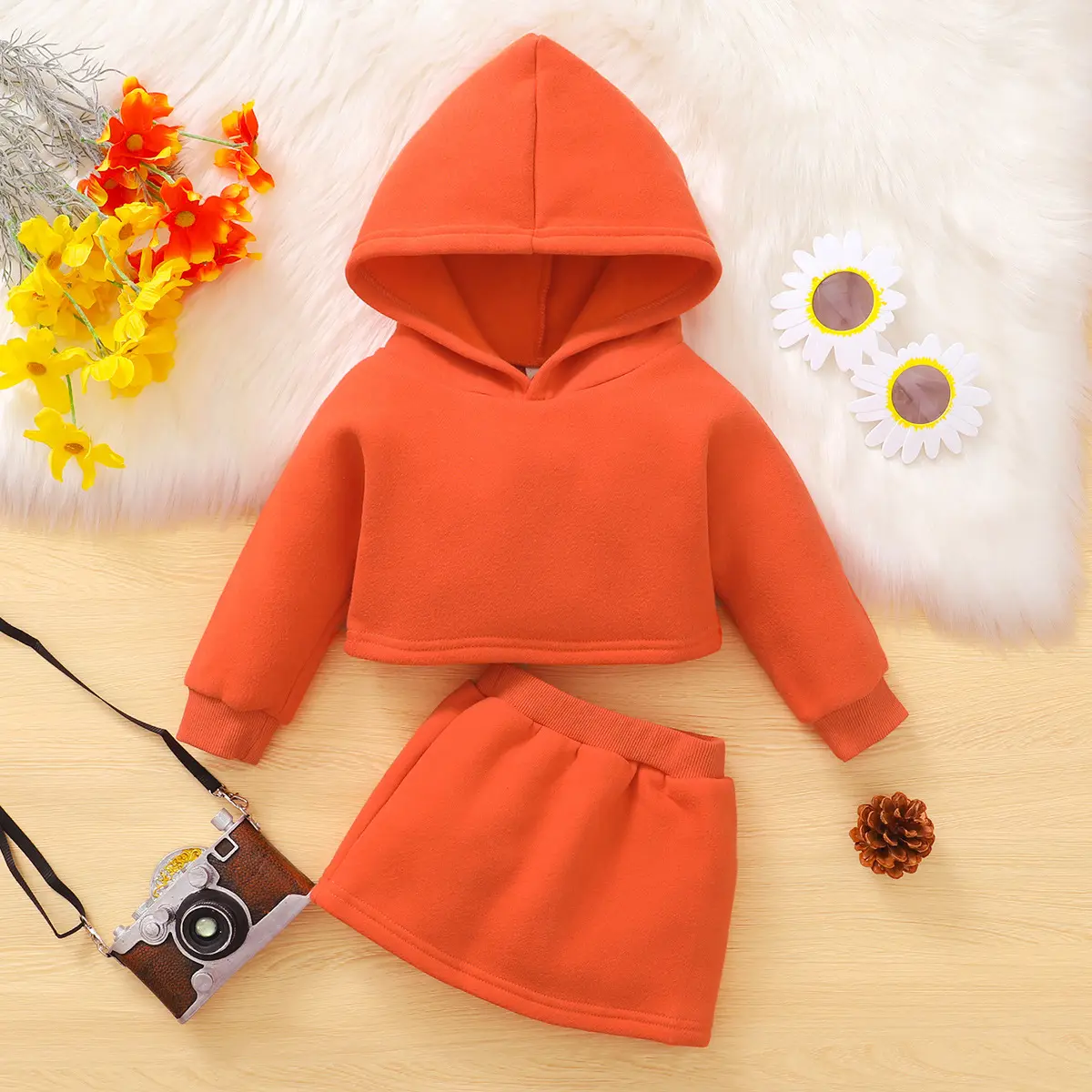 Toddle Baju Bertudung Anak Perempuan, Setelan Pakaian Butik Musim Gugur Katun, Pakaian Anak Perempuan Musim Gugur