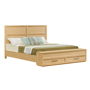 Lit king size avec banc de rangement 4 tiroirs en chêne, mobilier de chambre moderne - Product Image 4