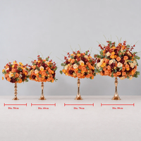 Arrangement floral artificiel orange brûlé et bordeaux, centre de table, boule florale en soie rose pour événements, banquets et réceptions