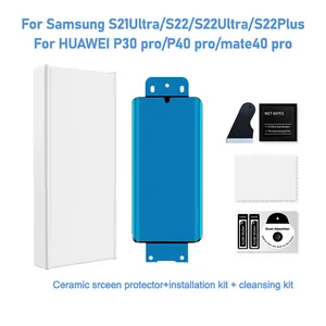 สำหรับ Samsung Galaxy S23 S21 S22อัลตร้า9H ไฮบริด3D กระจกโค้งเซรามิกป้องกันหน้าจอด้วยชุดติดตั้งติดตั้งที่ง่าย
