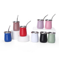 Tasse à Yerba Maté de 8 oz, tasse à café réutilisable, tasse en acier inoxydable écologique avec paille