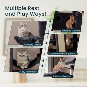 Kedi ağaçları ve Scratcher kedi tırmalamak kurulu 36-inch siyah kedi ağacı kulesi hamak Sisal Scratch <span class=keywords><strong>Post</strong></span> ile yavru küçük odalar için - Product Image 5