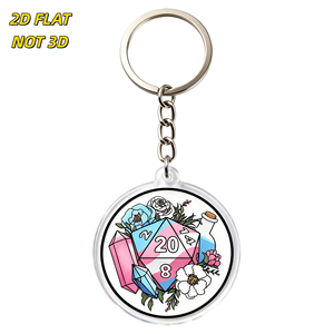 Trans Pride D20 Acrylic <strong>Keychain</strong> Floral &amp; <strong>Crystal</strong> Design with Potion Bottle for Bags, Keys &amp; Backpacks Durable Clear Tag - Product Image 1
