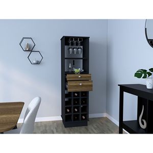 Bureck Bar <b>Cabinet</b> for Living Room Black/<b>Walnut</b> Color Scheme - Product Image 3