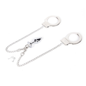Femme esclave Bdsm fétiche sexe jouer détachable Anal godemichet Anal avec manchette métal inoxydable acier lisse bouchons anaux menottes - Product Image 1