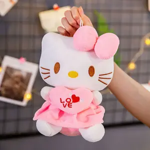 Doldurulmuş & peluş oyuncak hayvan Anime figürü yavru dolması Kawaii kedi kabarık peluş bebek pembe etek kedi yastık