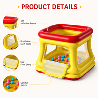 QPAU Aire de jeux gonflable 3-en-1 pour tout-petits : piscine à balles, trampoline et château gonflable avec filet de sécurité, pour 2-3 enfants, utilisation intérieure et extérieure