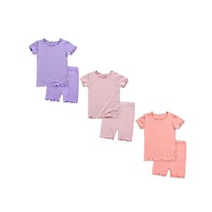 ชุดเสื้อผ้าใยไผ่ผสมสแปนเด็กซ์สีม่วงล้วนแขนสั้นน่ารัก รุ่น TZ-546-YXN - Product Image 1