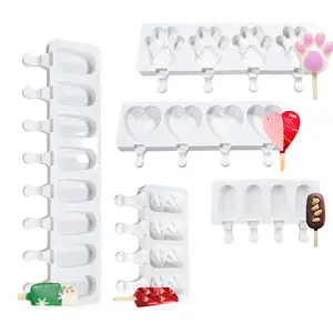 Food Grade Silicone - Reusable & Not stamped Big Size 4 Hole Ellipse Ice Cream Popsicle Molds