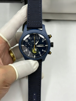 Montre mécanique automatique de luxe haut de gamme pour homme, style pilote, boîtier en céramique bleue, chronographe, calendrier, semaine, réserve de marche, haute qualité
