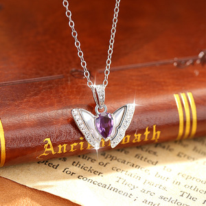 Collier papillon en nacre et topaze bleue en forme de goutte d'eau, pierre naturelle taille poire 4*6mm, bijoux en argent sterling 925 - Product Image 5