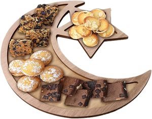 Decoración de Mesa para Eid Mubarak y Ramadán con Diseño de Luna y <span class=keywords><strong>Estrella</strong></span>, Bandeja para Servir Pasteles para el Hogar, Decoración de Mesa para Fiestas de Eid Mubarak - Product Image 1
