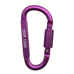 Custom Logo Aluminum D Shape Locking Carabiner Keychain Screw Gate Snap <b>Hook</b> <b>Clip</b> for Outdoor Event Giveaways - Product Image 1