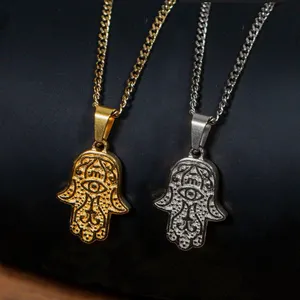 Benutzer definierte Halskette Anhänger Logo Vergoldet 18 Karat Hamsa Hand Anhänger Römische Münze Schmuck Edelstahl Jesus Stück Kreuz Halskette