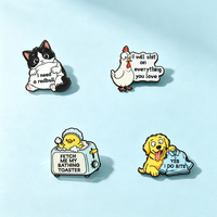 Pins de Esmalte al por Mayor de Fábrica, Divertidos Pins de Meme de Animales, Insignias de Solapa, Lindos Pins de Dibujos Animados de Gato, Perro, Pollo, Pato con Eslogan, Pins de Humor