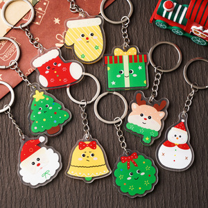 Llaveros de plástico con diseños de reno navideño y muñeco de nieve, estilo dibujos animados, para mochila de estudiante, regalo para amigos, al por mayor - Product Image 1