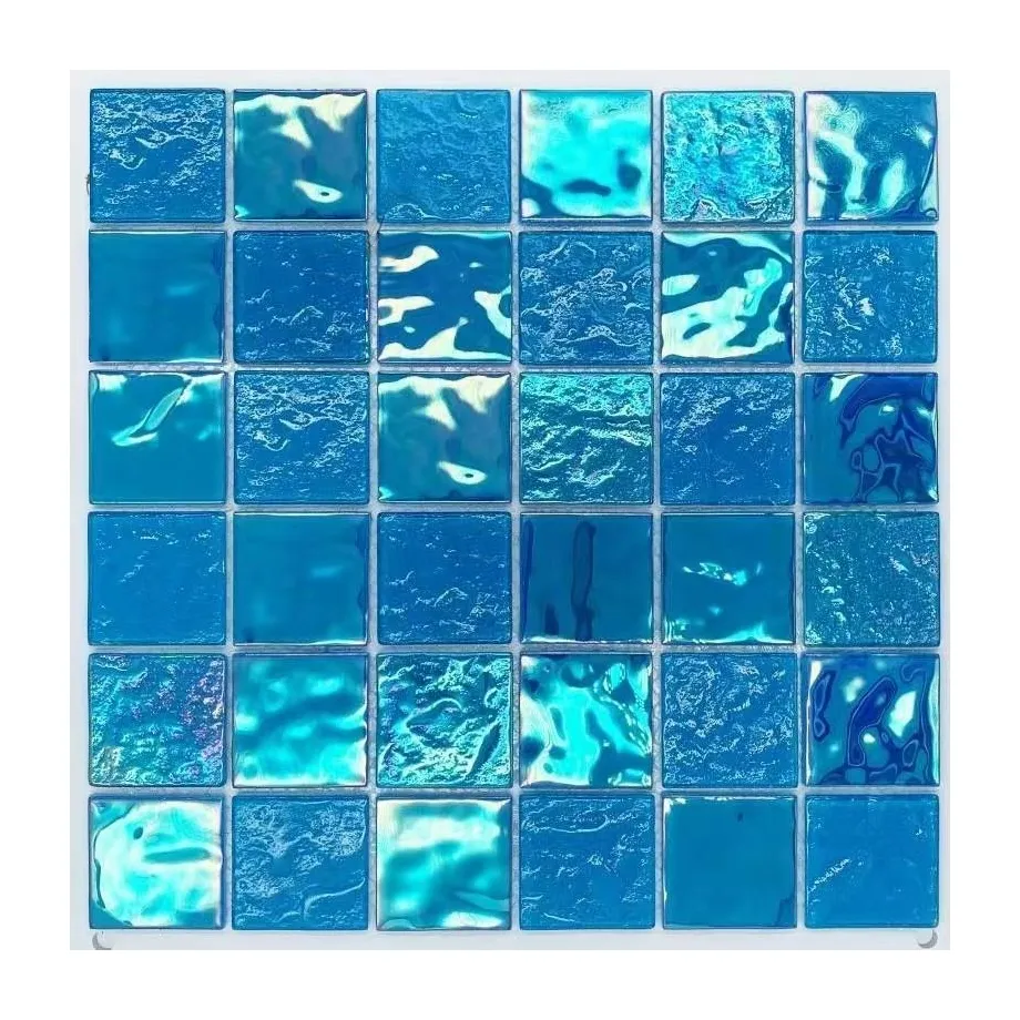 Iridescent mosaic glass pool blue swimming pool glass mosaic designs tile