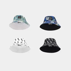 Bunte Männer Reversible bedruckte Fisherman Bucket Hat sublimiert Schwarz und Weiß Große 58-60cm Hüte