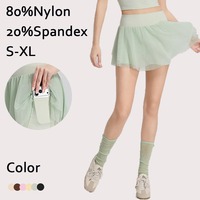 Jupe de yoga et de tennis taille haute YIYI avec doublure intérieure et poches pour téléphone, jupe-short de sport en maille pour femmes, tenue de tennis
