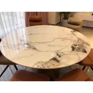 Lusso moderno 6,8, sedile 10,12 rotondo in marmo sinterizzato pietra di legno rotante a filo-montaggio livello giradischi tavolo da pranzo