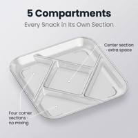 Duidelijke 5-delige snack schaal met compartimenten, geschikt voor fruit, noten, snoep, voor thuisgebruik in de keuken.