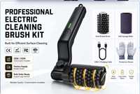 Brosse de nettoyage électrique pour barbecue sans fil rechargeable, rotative à 360°, avec protection anti-éclaboussures, robuste, en acier inoxydable et manche long en plastique