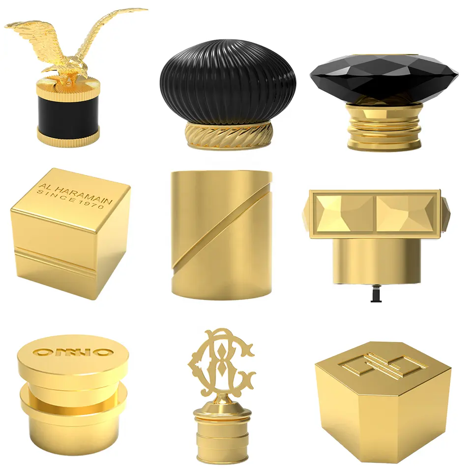Vente chaude Multi-Shape & Material Parfum Bouteille Cap Easy Open End Design Top Scent Package pour Metal Perfume Caps