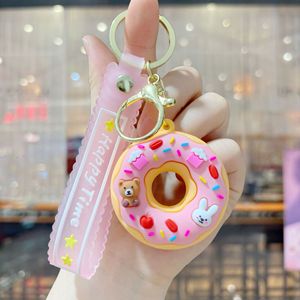 귀여운 만화 도넛 PVC 키체인, 카와이 3D 도넛 가방 참 스트랩 포함 펜던트 - Product Image 5