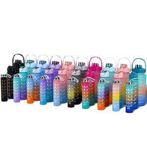 Xách tay 3pcs Gradient màu motivational thể thao cốc nước 3 1 Bộ-2000ml 900ml 280ml chai nước phòng tập thể dục cắm trại ngoài trời - Product Image 6