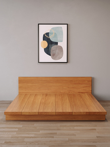 Giường ngủ khung gỗ hiện đại tối giản, đầu giường kiểu tatami, làm từ gỗ nguyên khối, đặt làm theo yêu cầu cho nội thất phòng khách - Product Image 5