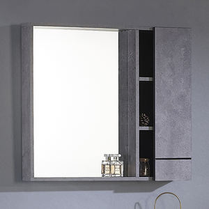 A buon mercato a parete mobiletto del <span class=keywords><strong>bagno</strong></span> con specchio lavello in ceramica compensato di lavaggio bacino di prodotti da <span class=keywords><strong>bagno</strong></span> 2020 grigio scuro vanity cabinet - Product Image 3