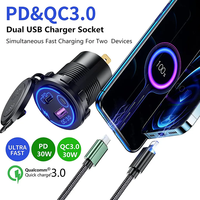 Sortie USB marine étanche QC3.0 à double port USB de type C