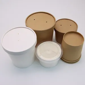 Kingwin vasche per zuppa personalizzate tazza per zuppa di carta per imballaggio alimentare biodegradabile con coperchio in carta