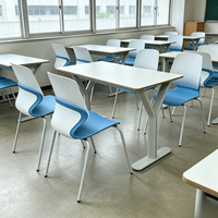 Ensemble de table et chaises de salle à manger en plastique, durable, écologique, design minimaliste, 4 places, facile à nettoyer, couleurs personnalisables, hôpitaux