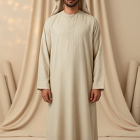 Bahan Kain Thobe Lembut, Bernapas, 60% Viscose 40% Polyester untuk Jubah Pria Arab Timur Tengah