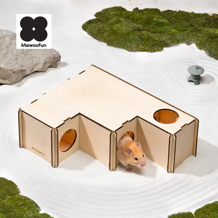 MewooFun keşfetmek oyuncaklar fare tünel ahşap Hamster oyuncak Multiroom Hamster evi