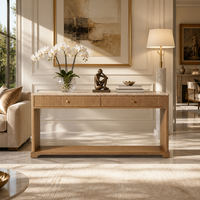 Table console moderne en bois massif avec tiroirs à rainures verticales, écologique, durable, facile à nettoyer, pour le salon, meubles de maison