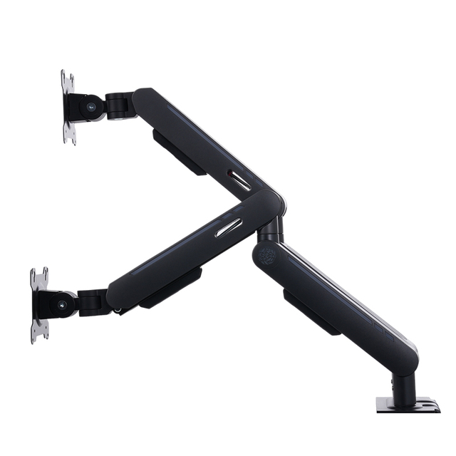 New Gas Spring Dual Monitor Arm Mount C-Clamp Desk Stand VESA 75x75/100x100 Adjustable Swivel Tilt Rotate 13-32 Inch Screens