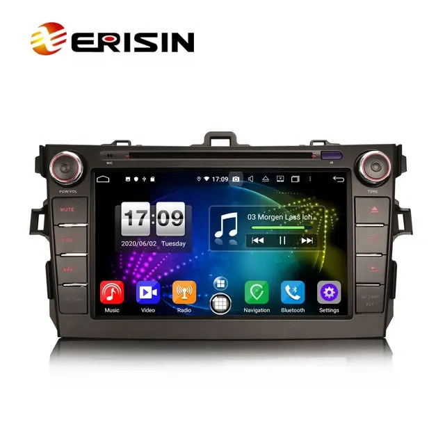 Erisin วิทยุติดรถยนต์มัลติมีเดียรถยนต์,ขนาด8นิ้วแอนดรอยด์ ES8728A GPS TPMS DVR DSP สำหรับ Toyota COROLLA ALTIS AURIS ใหม่ปี10.0