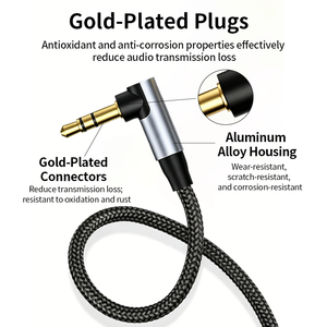 Cable de Audio de 8 Pines Macho a 3.5mm Macho en Ángulo Recto de 90 Grados, Cable de Audio para <span class=keywords><strong>Apple</strong></span> con Conector Chapado en Oro y Trenzado de Nailon para Altavoces de Coche - Product Image 4