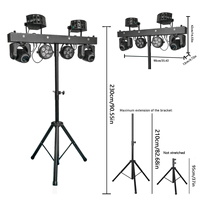 Système d'éclairage DJ Redsun GigBar avec support, portable, 300W RGBWA 4-en-1, projecteurs PAR, DMX512, stroboscope pour discothèque, fête, concert, scène