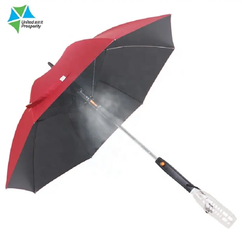 Oversized Lichtgewicht Golf Misting China Grote Outdoor Waterspray Zon Paraplu Met Koelventilator En Meneer