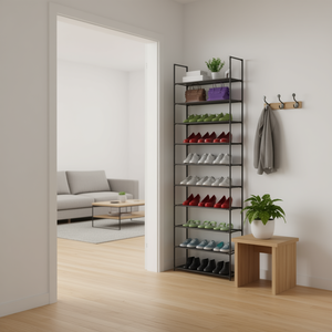 Scarpiera in Acciaio Resistente a 10 Ripiani, Salvaspazio, Alta, con Livelli Regolabili, Capacità 30 kg, per Arredamento Casa e Soggiorno - Product Image 2